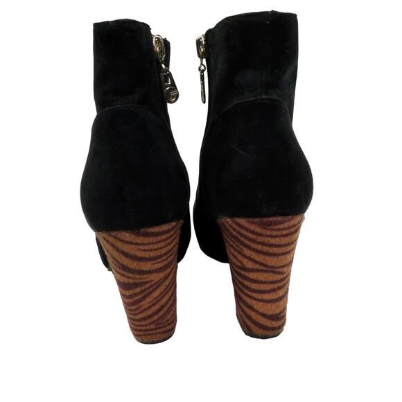 Guess Black Velvet Ankle Boot Animal Print Pony Hair Heel Size 8 Booties GGEMIT - Picture 7 of 9
